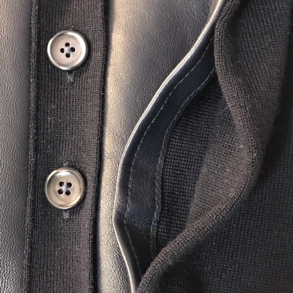 J CREW COLLECTION LEATHER MERINO CARDIGAN NAVY S - Picture 8 of 8